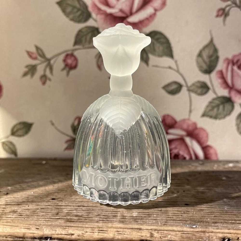Goebel‎ Crystal "Mother" Bell, Vintage Frosted Rose Design, West Germany Made